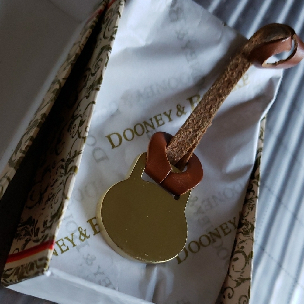 Dooney & Bourke Key Fob British Tan Leather Bag Accessory Vintage - Picture 2 of 5